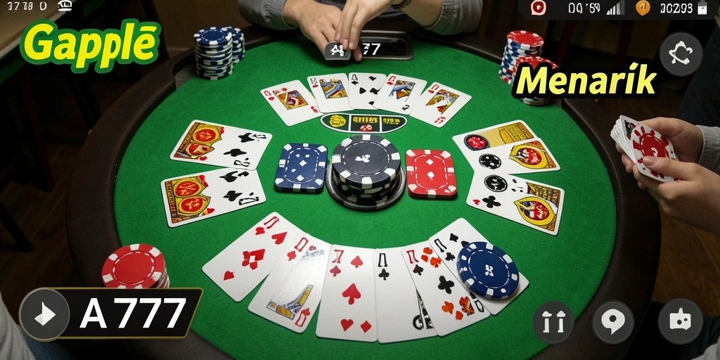 Tampilan gameplay seru dengan kartu Gaple yang menantang.