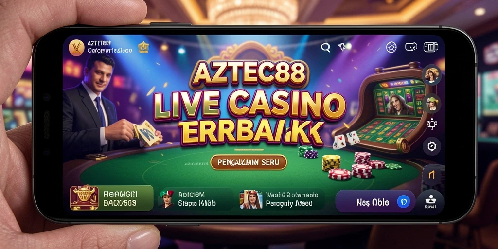 Screenshot gameplay AZTEC88 yang menampilkan dealer langsung dalam permainan Live Casino.