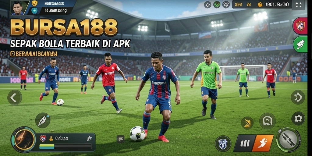 Tampilan gameplay BURSA188 yang mengesankan dengan aksi sepak bola intens.