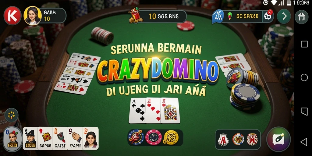 Tampilan gameplay seru CRAZYDOMINO yang memikat dalam permainan Gaple.