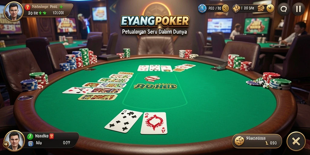 Screenshot gameplay EYANGPOKER menampilkan aksi seru poker dan petualangan.