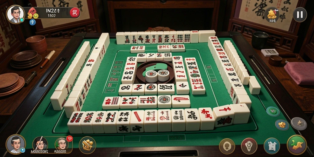Tangkapan layar gameplay <strong>IN22</strong> dengan ubin Mahjong yang berwarna-warni.