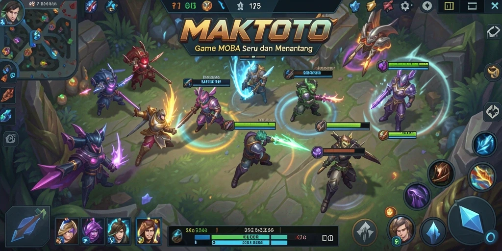 Gameplay MOBA yang seru dan penuh aksi di MAKTOTO.