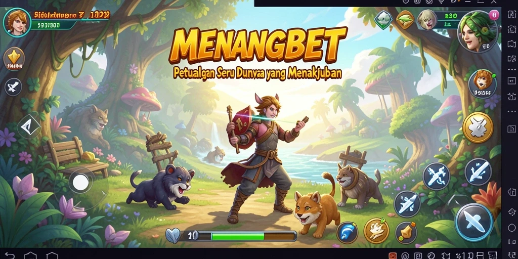 Screenshot gameplay MENANGBET yang menampilkan eksplorasi dunia yang menakjubkan.