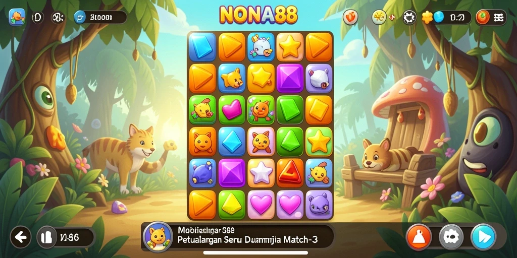 Screenshot gameplay NONA88 menampilkan keseruan mencocokkan item.