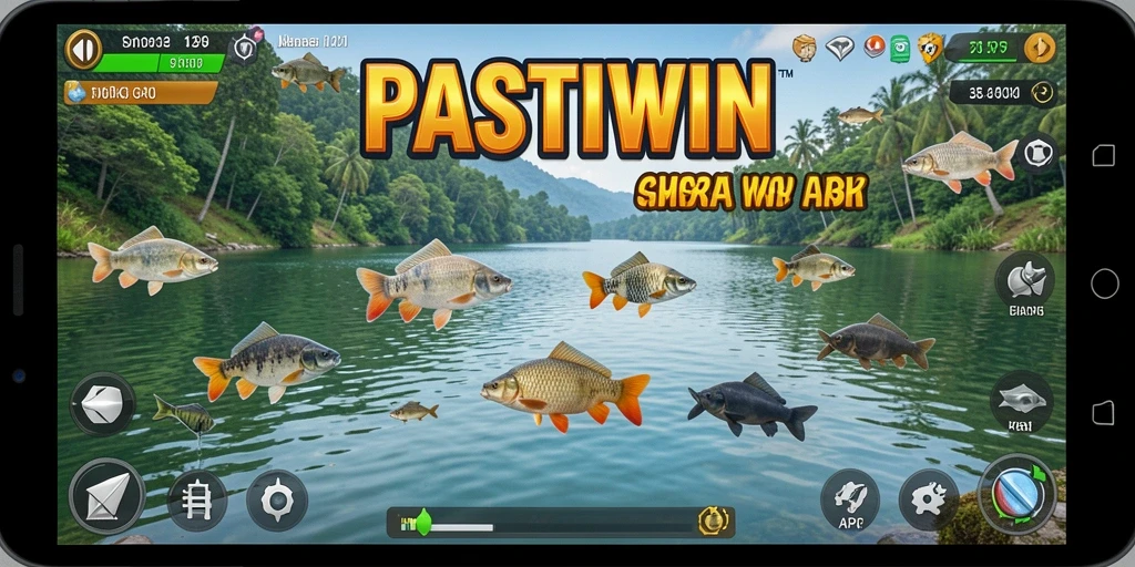 Tangkapan besar dalam gameplay memancing PASTIWIN yang mendebarkan.