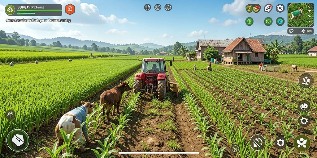 Tampilan gameplay menarik di SURGAVIP dengan aktivitas bertani.