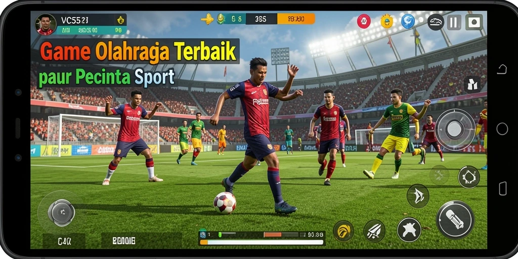 Tangkapan layar utama VC55 menampilkan pertandingan olahraga yang intens dan menarik.